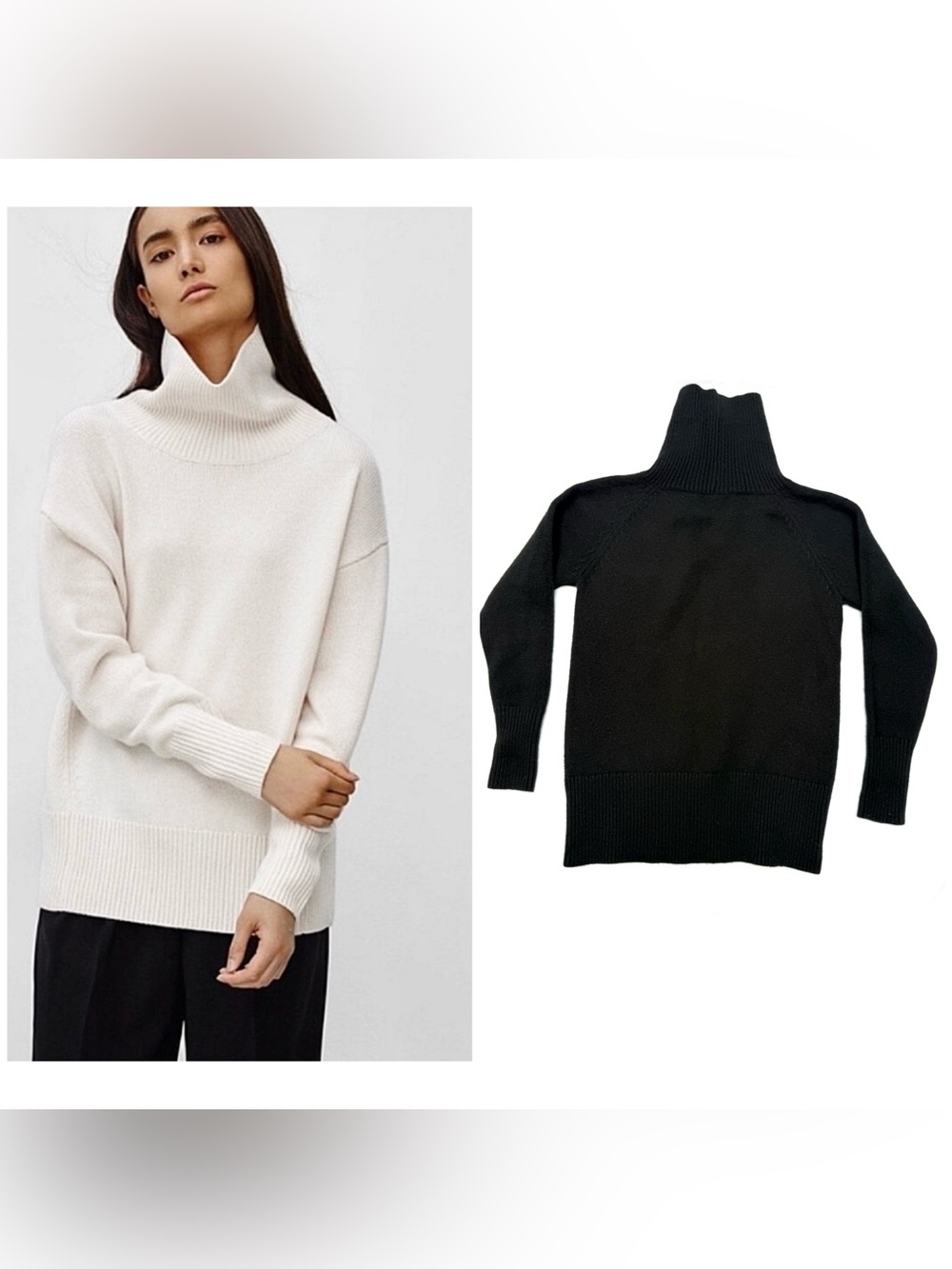 Aritzia Babaton Nicolas High Mock Turtle Neck Wool Cashmere Sweater Cozy Knit